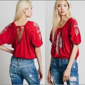 XS Bright Red Free People Open Back Top